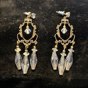 Crystal Drop Gold Earrings